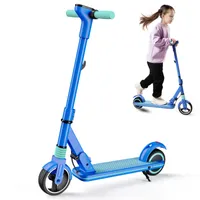 Elektroroller Kinder ab 6-16 Jahren, Blau Elektroscooter mit LED-Anzeige, Faltbarer E Scooter, Zwei Bremsarten, 14KM/H, Geschenk Für Kinder Und Jugendliche