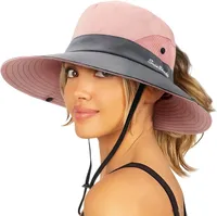 Sonnenhut Damen, Faltbarer Sommerhut UV Schutz, breite Krempe Wanderhut, Fischerhut, Gartenhut, Wasserdicht, Rosa