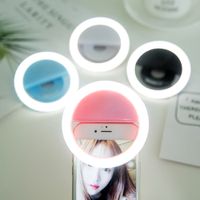 Tragbares USB-Lade-Clip-On-LED-Ring-Selfie-Licht für Mobiltelefone - （Weiß）