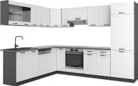 Vicco Eckküche R-Line, 227 x 287 cm ohne Arbeitsplatte, Weiß Landhaus/Anthrazit