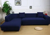 Sofa Überwürfe Sofabezug Elastische Stretch Sofabezüge Rippstrick (Marineblau, 3 Sitzer für Sofalänge 185-230cm)