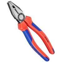 KNIPEX 03 02 200 Szczypce uniwersalne z uchwytami wielokomponentowymi czarne atramentowane 200 mm