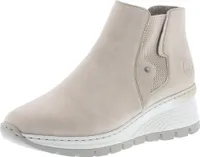 Rieker Damen Chelsea Boot Keilabsatz Elastikeinsatz Stiefelette Reißverschluss N8361, Größe:40 EU, Farbe:Beige
