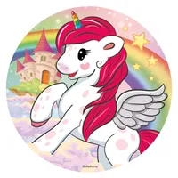 Jedlý topper na tortu Unicorn Cake Topper Dekorácia na tortu 16 cm alebo 20 cm, motív: Unicorn č. 1. 16 cm