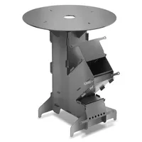 Clanmacy Raketenofen Raketenofen mit Feuerstellen-Poker für Camping Dutch Oven Campingkocher Rocket Stove Grillen Hobo Holzofen Feuerplatte 50cm