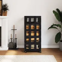 Kaminholzregal mit Rollen Schwarz 40x49x110cm Massivholz Kiefer 833335