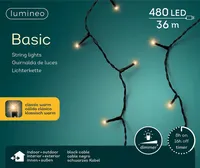 Lumineo LED Lichterkette Basic 3600 cm 480 Lichter classic weiß mit Dimmer & Timer