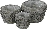 Korb rund 3erSet grau gewischt Pflanzkorb Ø15+20+25cm
