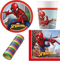 Partyset Spiderman Kindergeburtstag Einweggeschirr für 8 Kinder 37 tlg.