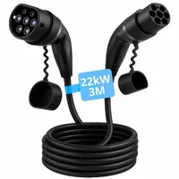 Kabel ładujący Loady typu 2 do samochodów elektrycznych, 22kW 3M 16A 3-fazowy, tryb 3, kompatybilny ze wszystkimi EVS/PHEVS typu 2 CCS2, kabel ładujący EU EV, ładowarka EV