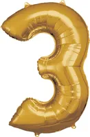 Balon foliowy cyfra 3 złota 58x86cm