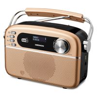 MEDION E66809 DAB Plus tragbares Solar Radio (Retro Design, Solarpanel, Bluetooth, DAB+ UKW, integrierter Akku, USB Anschluss, AUX, Sleeptimer, Teleskopantenne) Kupfer