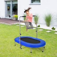 COSTWAY Trampolína pro 2 osoby s výškově nastavitelnou rukojetí, mini trampolína do 150 kg, skládací dětská trampolína, zahradní trampolína pro dospělé a děti