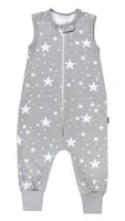 TupTam Sommer Schlafsack mit Füßen 0.5 TOG OEKO-TEX zertifizierte Materialien, Farbe: Weiße Sterne / Grau, Größe: 92-98
