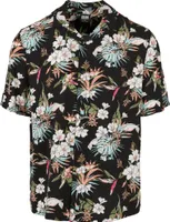 Urban Classics Hemd Viscose AOP Resort Shirt Blacktropical-2XL