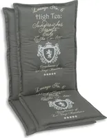GO-DE Textil, Sesselauflage Mittellehner, 2er Set, Farbe: grau, Maße: 108 cm x 50 cm x 7 cm, Rueckenhoehe: 60 cm