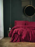 L'Essentiel Linge de Maison, Elegant - Claret Red, satynowa pojedyncza poszwa na kołdrę (EN), czerwone wino, 100% satyna bawełniana, 135 x 200 cm