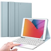 Fintie Tastatur Hülle für iPad (9. / 8. und 7. Generation - 2021/2020/2019), iPad 10.2 Hülle mit Tastatur, Deutscher Tastatur mit Touchpad Magnetisch Abnehmbarer Keyboard, Eisblau