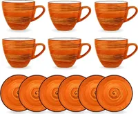 Wilmax Tassen & Untertassen 6-teilig Set 300 ml Porzellan WL-669336/AB6