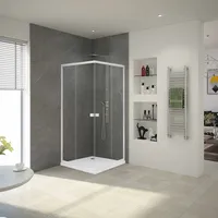 Kabina prysznicowa 90x90 Marwell szklana prysznicowa Flexi 77-90 x 77-90 x 190 cm - wej?cie naro?ne - bia?a - prysznic z drzwiami przesuwnymi, zdejmowanymi drzwiami i regulowanym profilem ?ciennym 770-900mm