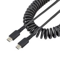 StarTech.com 1m USB C auf USB C Kabel - hochbelastbares Spiralkabel zum Laden und Synchronisieren - USB C 2.0 Kabel - robuste Aramidfaser - Schnellladekabel mit EMI Schutz - schwarz - 1 m - USB B - USB C - USB 2.0 - 480 Mbit/s - Schwarz