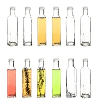 BigDean 12x Glasflaschen 250ml eckig mit Schraubverschluss - Kleine Flaschen zum Befüllen -  Germany - Likörflaschen, Ölflaschen