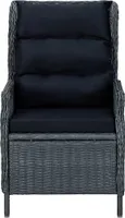 vidaXL Verstellbarer Gartensessel mit Auflagen Poly Rattan Dunkelgrau
