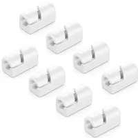 deleyCON 8 Stück Kabelhalter Selbstklebend Kabelklemmen Kabelmanagement Kabelclips Kabelführung Kabel Organizer Kabelhalterung Kabelbefestigung Haushalt Büro Schreibtisch Sockelleiste Silikon Weiß