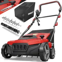 ONBEST S1838 Vertikutierer Elektro | 2in1 Rasenlüfter | 38cm Arbeitsbreite | 1800W | 24 Federkrallen | 16 Doppelmesser