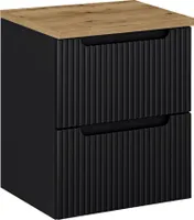 Waschtisch-Unterschrank 50cm, in schwarz mit Eiche, NEWPORT-56-BLACK