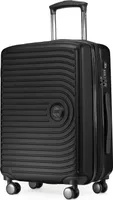 HAUPTSTADTKOFFER Mitte - Príručná batožina na vozíku rozšíriteľný kufor 4 kolieska 55x40x23 cm Cary-On kufor Príručná batožina 55 L Hardcase Bordgepäck Lufthansa EasyJet Eurowings, cestovné tašky XXL Dehnfalte,Black
