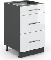 Vicco Küchenunterschrank Fame-Line, 50 cm ohne Arbeitsplatte, Weiß Hochglanz/Anthrazit