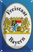 vianmo Kovový nápis 12x18 cm Freistaat Bayern Wappen