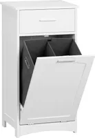 EUGAD Badezimmerschrank mit Wäschekorb, 2 Fächern, Schublade, Weiß, 42x82x30cm
