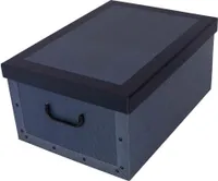Aufbewahrungsbox Midi Uni blau mit Deckel/Griff 37x30x16cm Allzweckkiste Pappbox Aufbewahrungskarton Geschenkbox