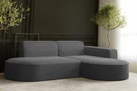 Sofa w kształcie L MODENA narożnik tkanina Neve ciemnoszary prawy