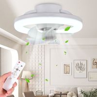 LED stropní ventilátor s osvětlením, 48W Moderní stropní ventilátor s osvětlením a dálkovým ovládáním tichý pro jídelnu ložnici obývací pokoj stmívání