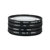 Andoer? 55mm UV + CPL + Close Up + 4 + Sterne 8-Punkt Filter Circular Filtersatz Circular Polarizer Filter Macro Close-Up Star-8-Punkt Filter mit Beutel fuer Nikon Canon Pentax Sony DSLR-Kamera