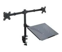 Schreibtischhalterung für 2 Monitore LED/LCD 13-27" ART L-25 + Laptopablage 10 kg Schwarz