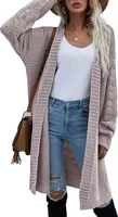 ASKSA Damen Strickmantel Lang Fledermausärmel strickcardigan Pullover Outwear, Violett, M