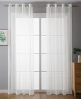 2er-Pack Ösen Gardinen Transparent Vorhang Set Wohnzimmer Voile Ösenvorhang Bleibandabschluß HxB 245x140 cm Weiß, 203322