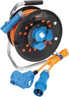 KALLE DAS KABEL CEE Campingkabeltrommel H07BQ-F 3G 2,5 mm² 25 Meter 230V 16A Schutzart IP44 + Anschlussleitung mit Winkelkupplung 1,5 Meter EXTREME SIGNAL ORANGE Kabeltrommel Campingkabel Wohnmobil-Kabel Caravantrommel