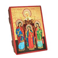 NKlaus Sophia von Mailand u. ihrer Töchter Fides, Spes, Caritas 16x12,5 Holz Ikon 37045