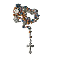 tumundo® Rosenkranz Kette Halskette Kreuz Perlenkette Perlen Jesus  Kreuzkette Damen Herren Holz 50cm Braun Gebetskette, Variante:beige :  : Fashion