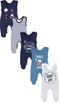 TupTam Baby Unisex Strampler mit Aufdruck Spruch 5er Pack, Farbe: Astronaut Weltall, Größe: 62
