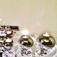 Gewölbter Kerzenhalter Teelichthalter Windlicht mit 5 Gläsern 43,5x18,5x21,3cm 