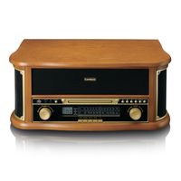 Classic Phono TCD-2551WD - Holz-Plattenspieler im Retro-Design mit Bluetooth®, AM/FM-Radio, USB-Codierung, CD-Player, Kassettenspieler und eingebauten Lautsprechern - Holz