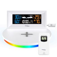 Wetterstation mit QI-Ladegerät und Beleuchtung LCD Farbdisplay Innen Außen Temperatur Wecker Schlummerfunktion USB GB213 GreenBlue