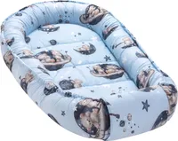JUKKI® BabyNestchen XXL 120x65cm bis zu 18 Monaten 2seitig [Astro Bear] Nestchen Babybett Reisebett Kokon Babynest Kuschelnest Nest