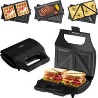 HOMELUX 3-in-1 Sandwichmaker Waffeleisen 800W Sandwichtoaster Waffelmaker Grill mit Antihaftbeschichtung, 3 Abnehmbare Platten für 2 Sandwichtoasts